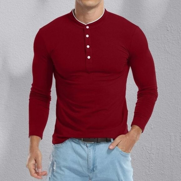 Burgundy Mens Button Polo - Picture 4 of 4